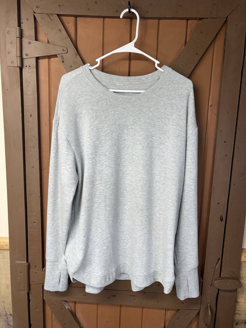 RBX Women’s XL Gray Oversized Pullover Sweatshirt High Low Hem Thumbholes